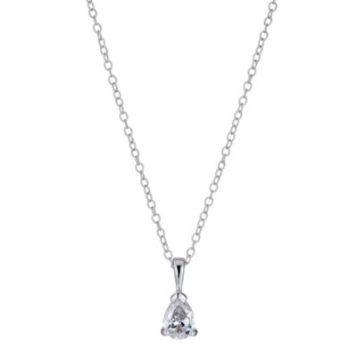 Sterling Silver Cubic Zirconia Pear Pendant