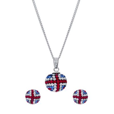 Silver & Union Jack Earrings & Pendant Set - Product number 9280162