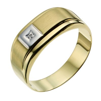 Men's 9ct yellow gold diamond ring - Product number 9281037