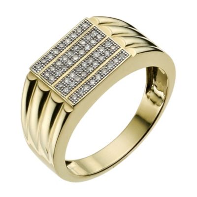 Men's 9ct yellow gold diamond ring - Product number 9281835