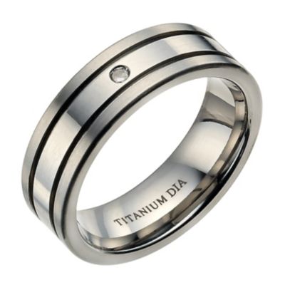 Men's titanium matt and polished diamond ring - Product number 9282882
