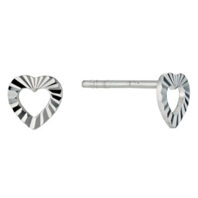 Silver Diamond Cut Open Heart Stud Earrings - Product number 9283161