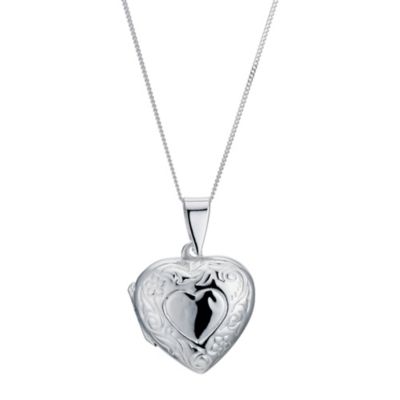 Silver Heart Scroll Locket - Product number 9283196
