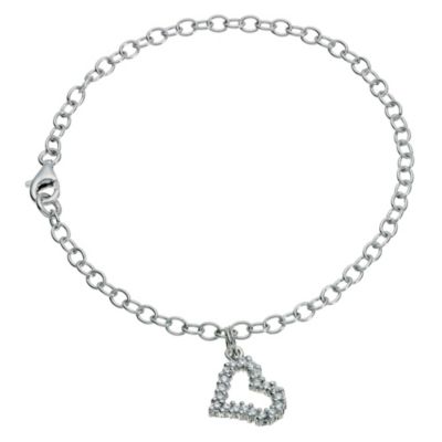 Silver & Cubic Zirconia Heart Charm Bracelet - Product number 9283285