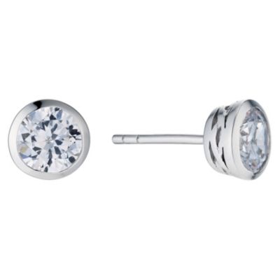 Platinum Plated Silver Cubic Zirconia Stud Earrings - Product number 9283447