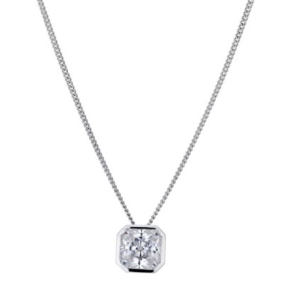Platinum Plated Silver Cushion Cut Cubic Zirconia Pendant - Product number 9283463