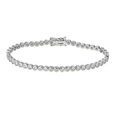 Platinum Plated Silver Cubic Zirconia Tennis Bracelet - Product number 9283501
