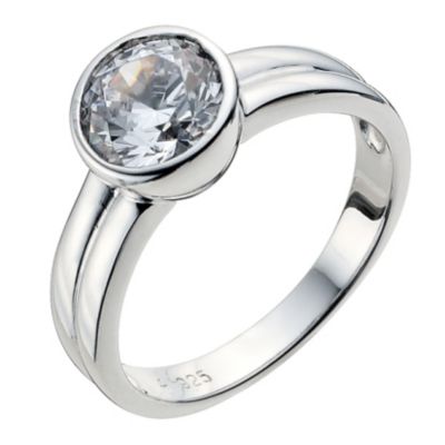 Platinum Plated Silver Cubic Zirconia Ring Size P - Product number 9283579