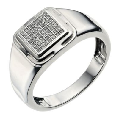 Men's silver square pave diamond ring - Product number 9283668
