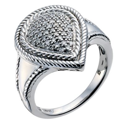 Silver 0.20 point pear shape diamond cluster ring - Product number 9284397