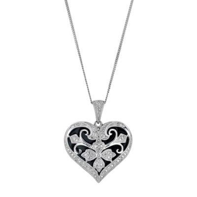 Silver enamel & diamond heart shape pendant - Product number 9284591
