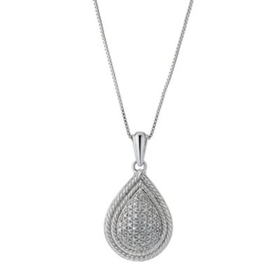 Sterling silver and diamond pear drop pendant - Product number 9284613