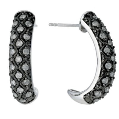 Sterling silver & grey diamond earrings - Product number 9284729
