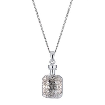 H Samuel Sterling Silver Crystal Perfume Bottle Pendant