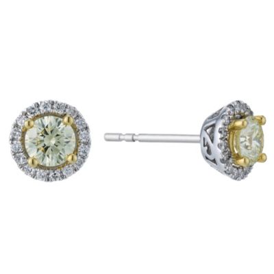 18ct yellow & white gold lemon diamond stud earrings - Product number 9286241