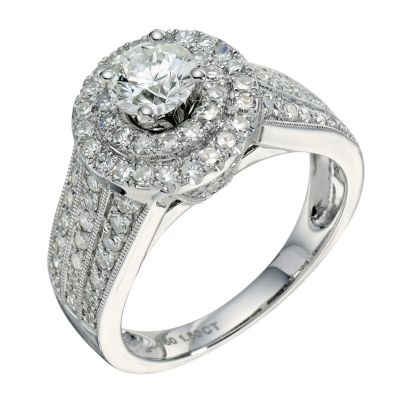 18ct white gold one and a half carat diamond cluster ring - Product number 9286268