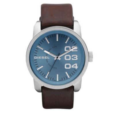 Diesel Franchise Men's Brown Leather Strap Watch