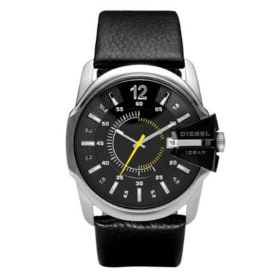 Diesel Men's Black Leather Strap Watch