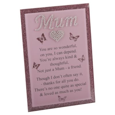 Special Memories Glitter Glass Mum Plaque