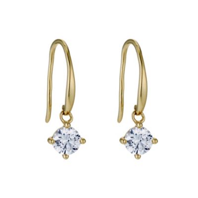 Silver & 18ct Gold Plated Swarovski Zirconia Drop Earrings
