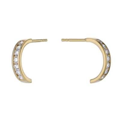 Silver & 18ct Gold Plated Swarovski Zirconia Curved Earrings - Product number 9289283