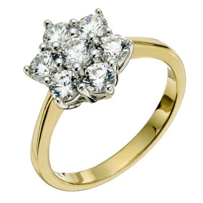 Silver & 18ct Gold Plated Swarovski Zirconia Cluster RingSilver & 18ct Gold Plated Swarovski Zirconi