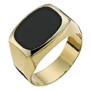 Together Bonded Silver & 9ct Gold Men's Onyx Ring