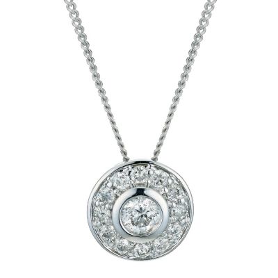 9ct white gold 1/4 carat diamond halo pendant - Product number 9291458