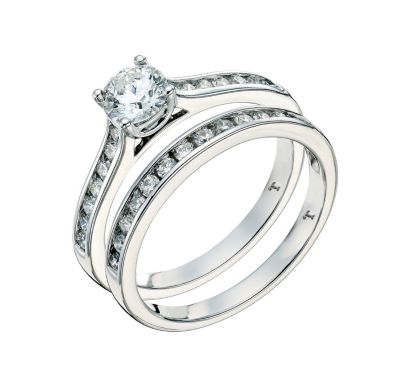 Tolkowsky 18ct white gold 1 carat diamond bridal set - Product number 9292233