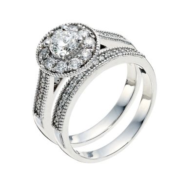 Tolkowsky 18ct white gold 1 carat diamond halo bridal set - Product number 9292519