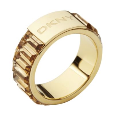 DKNY ladies' gold-plated baguette cut stone set ring - Product number 9293817