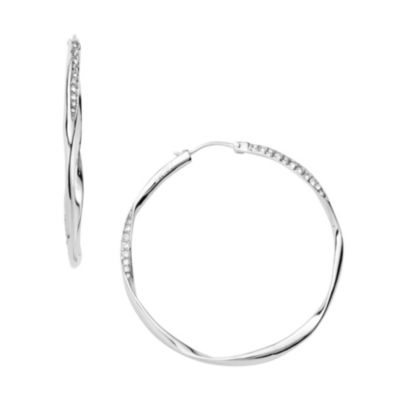 DKNY ladies' stainless steel stone set twist hoops - Product number 9293841