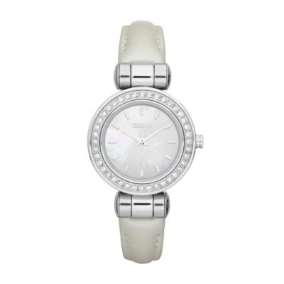 DKNY ladies' white strap stone set watch - Product number 9294422