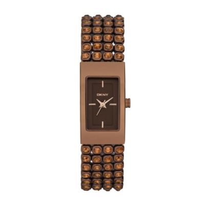 DKNY ladies' brown ion plated & stone set bracelet watch - Product number 9294503