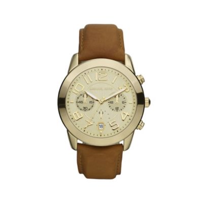 Michael Kors ladies' gold plated & tan strap watch - Product number 9294597