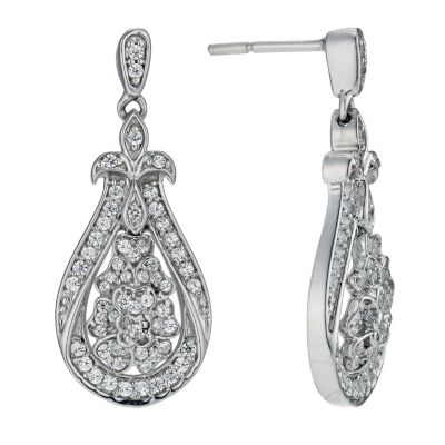 Jubilee 9ct white gold diamond flower drop earrings - Product number 9295127
