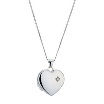 9ct white gold jubilee diamond heart locket - Product number 9295356