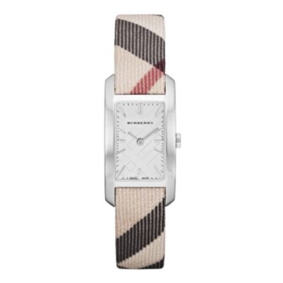 Burberry ladies' rectangular 20mm dial checked strap watch - Product number 9298134
