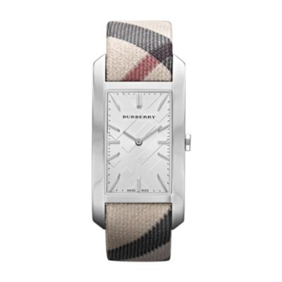 Burberry ladies' silver dial check strap watch - Product number 9298150
