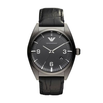 Emporio Armani men's black mock croc strap watch - Product number 9298207