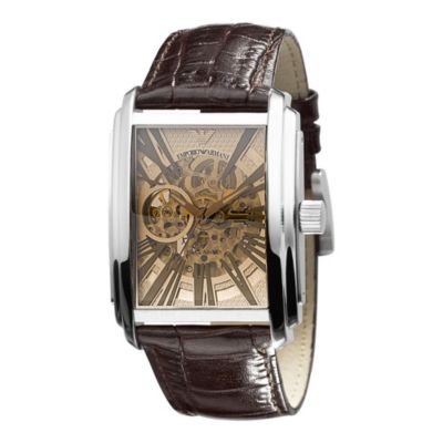 Emporio Armani Meccanico rectangular skeleton dial watch - Product number 9298355