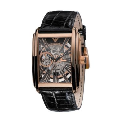 Emporio Armani Meccanico rectangular skeleton dial watch - Product number 9298363