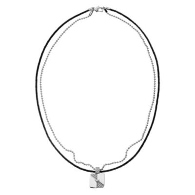 Emporio Armani men's stainless steel & leather logo pendant - Product number 9298797