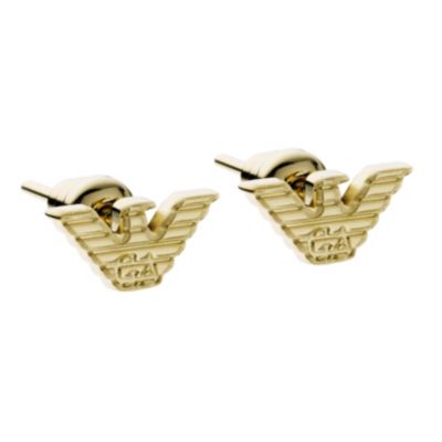 Emporio Armani gold plated logo stud earrings Ernest Jones