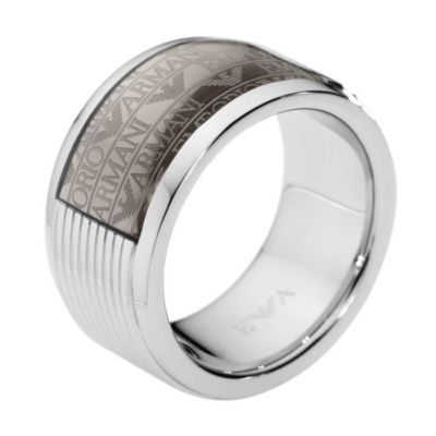 Emporio Armani men's stainless steel logo ring - Product number 9299378