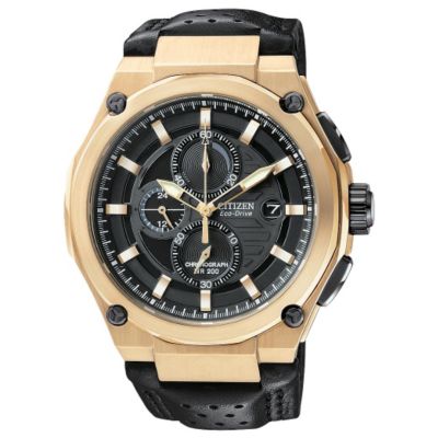 Citizen black rose gold-plated case & leather strap watch - Product number 9299416