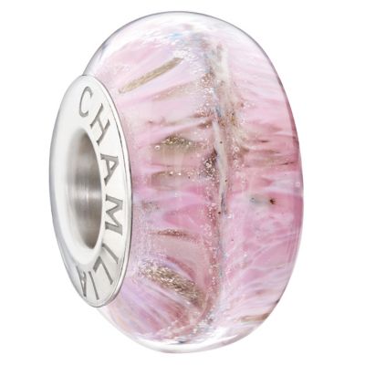 Chamilia silver pale pink glitter glass bead - Product number 9301615