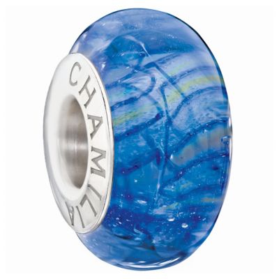 Chamilia silver blue glitter glass bead - Product number 9301623