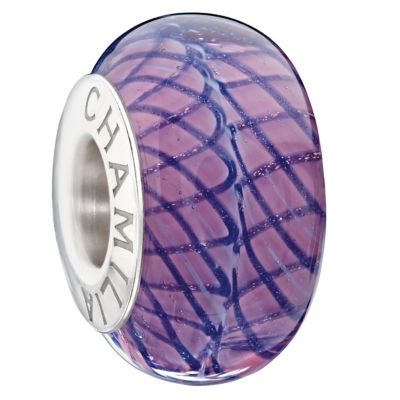 Chamilia blue glass glitter stripe bead - Product number 9301631