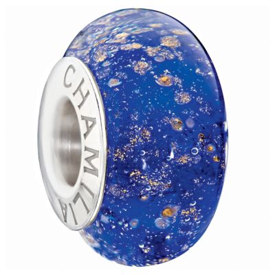 Chamilia dark blue glitter glass bead - Product number 9301674